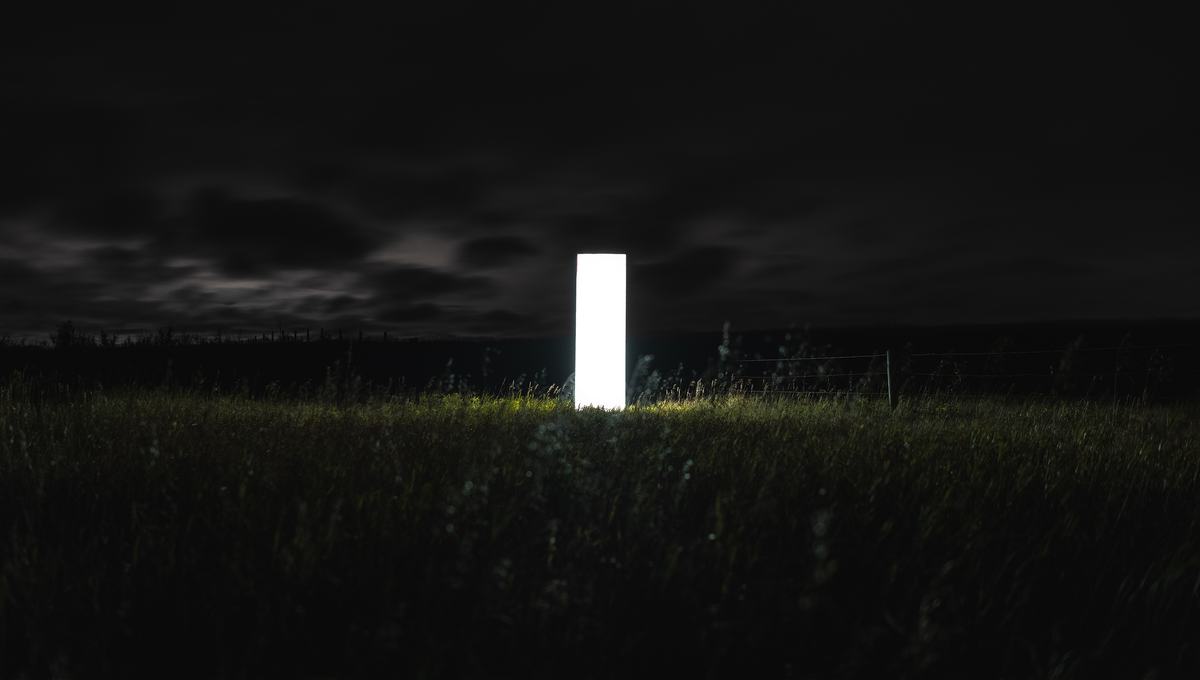 The wall of light in a field at dusk